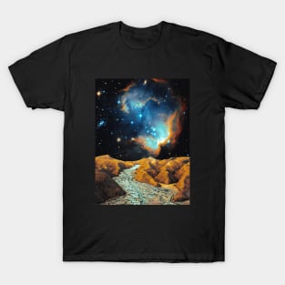 Lonely Road To The Stars - Space Collage, Retro Futurism, Sci-Fi T-Shirt